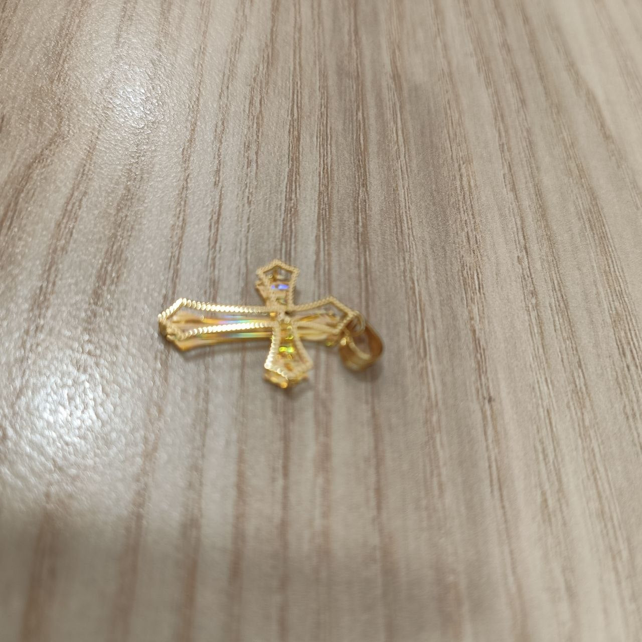916 gold rainbow cross pendant openwork rear view