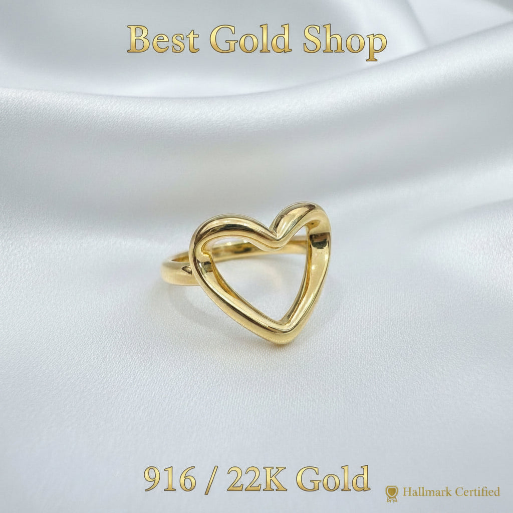 916 Gold (22K) Big Heart V2 Ring for WomenRingsBest Gold Shop
