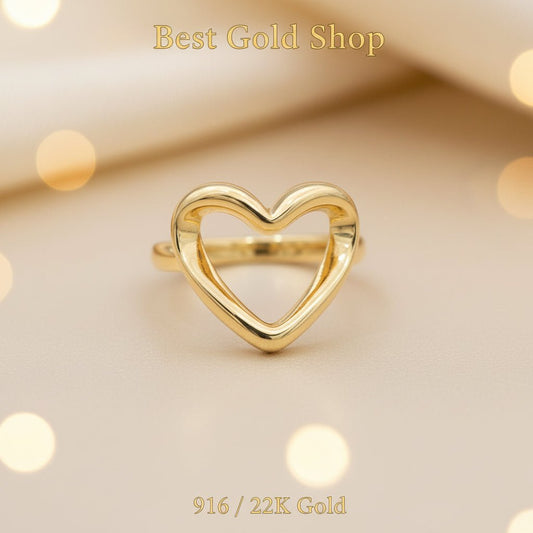 916 Gold (22K) Big Heart V2 Ring for WomenRingsBest Gold Shop