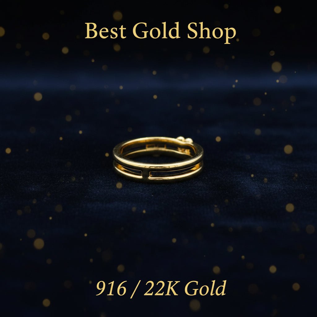 916 Gold (22K) Double Heart Feather Light Ring for WomenRingsBest Gold Shop