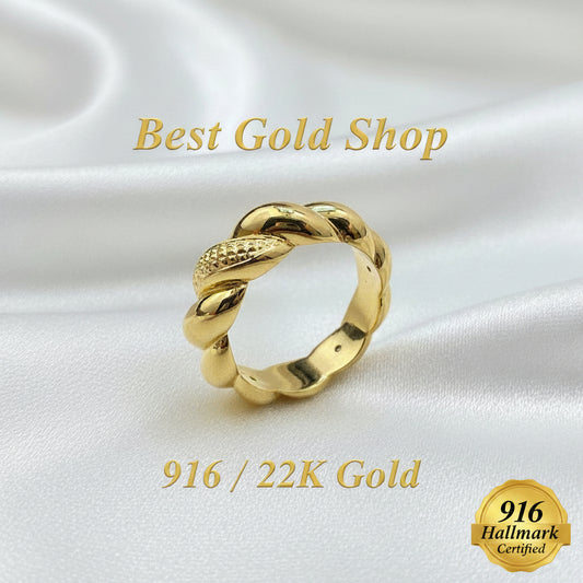 916 Gold (22K) Twisted Candy Design Feather Light Ring for WomenRingsBest Gold Shop
