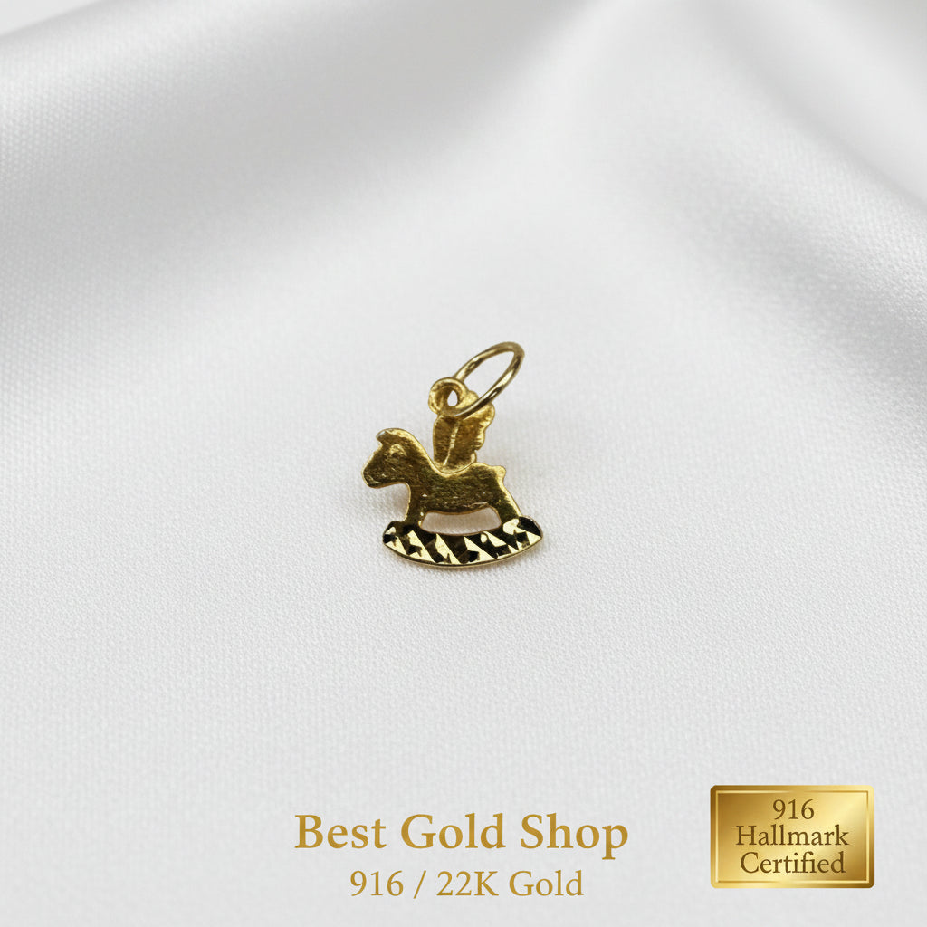 916 Gold Rocking Horse Pendant | Symbol of Childhood Good FortuneCharms & PendantsBest Gold Shop