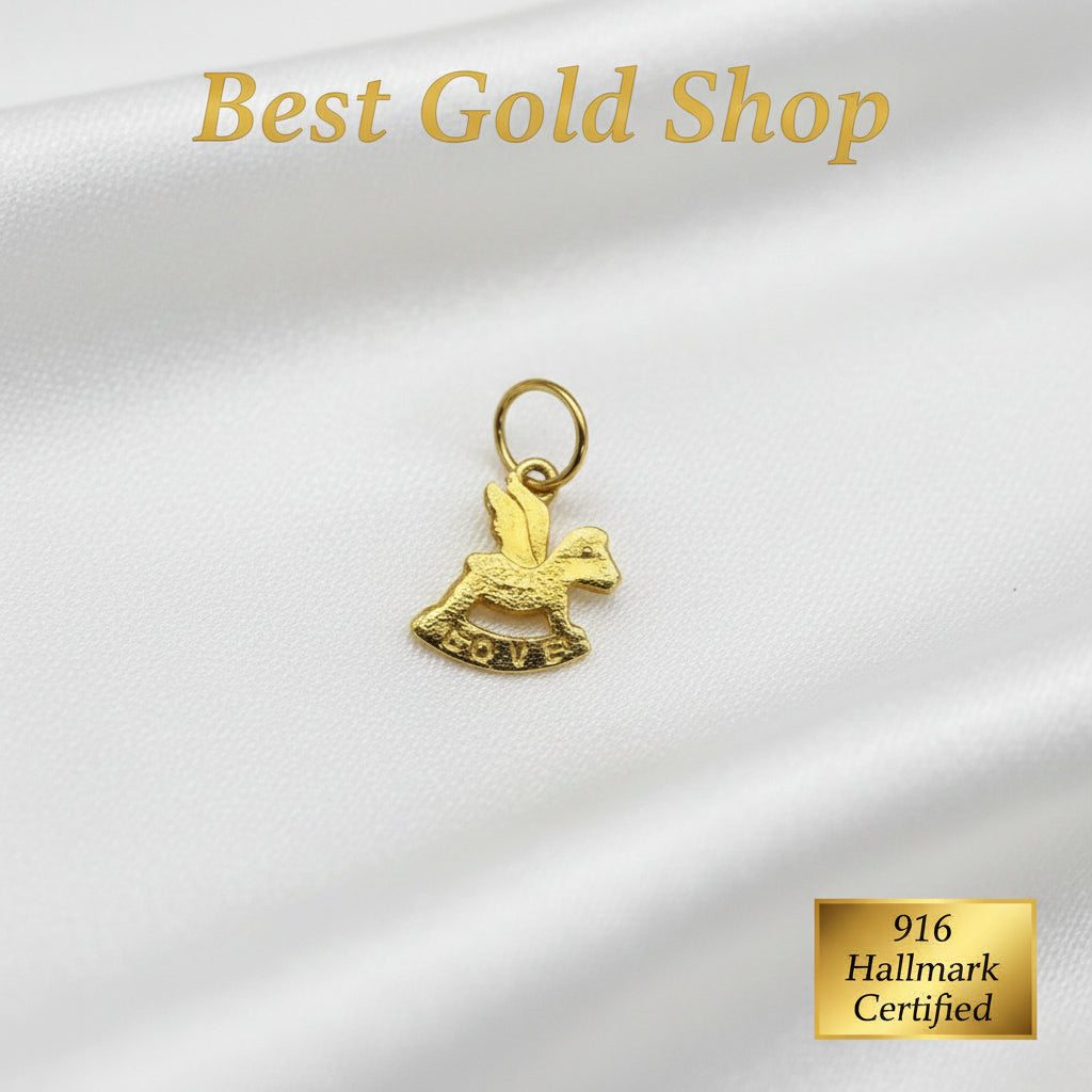 916 Gold Rocking Horse Pendant | Symbol of Childhood Good FortuneCharms & PendantsBest Gold Shop