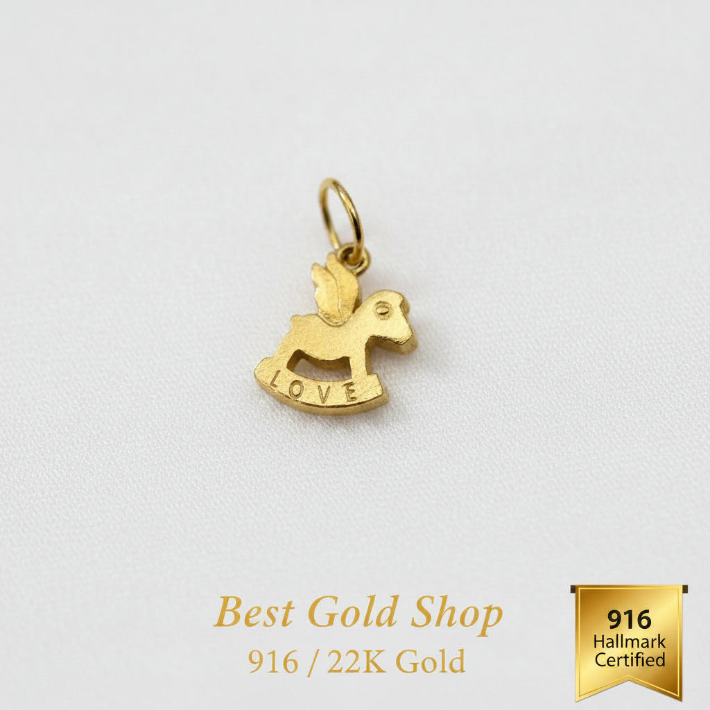 916 Gold Rocking Horse Pendant | Symbol of Childhood Good FortuneCharms & PendantsBest Gold Shop