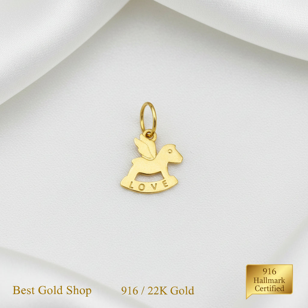 916 Gold Rocking Horse Pendant | Symbol of Childhood Good FortuneCharms & PendantsBest Gold Shop