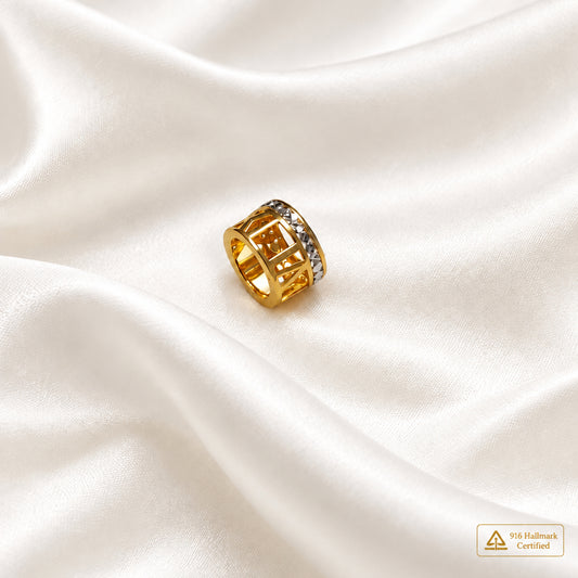 916 gold Roman numeral two-tone charm CM30038, angled view
