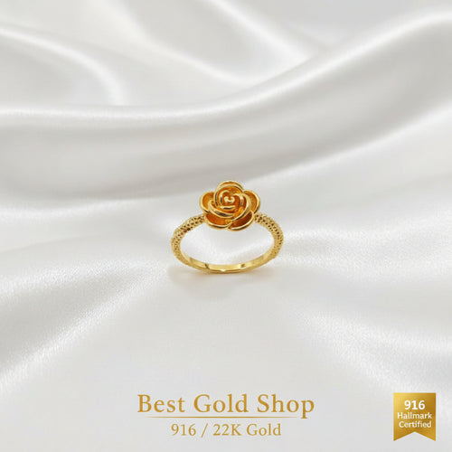 22K / 916 Gold Rosey Feather-Light Ring | Elegant Design