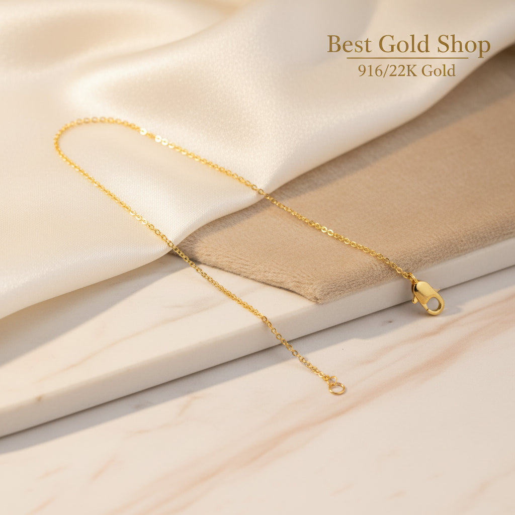 916 Gold (22K) Round Milan Slim Light Elegant Bracelet for WomenBraceletsBest Gold Shop