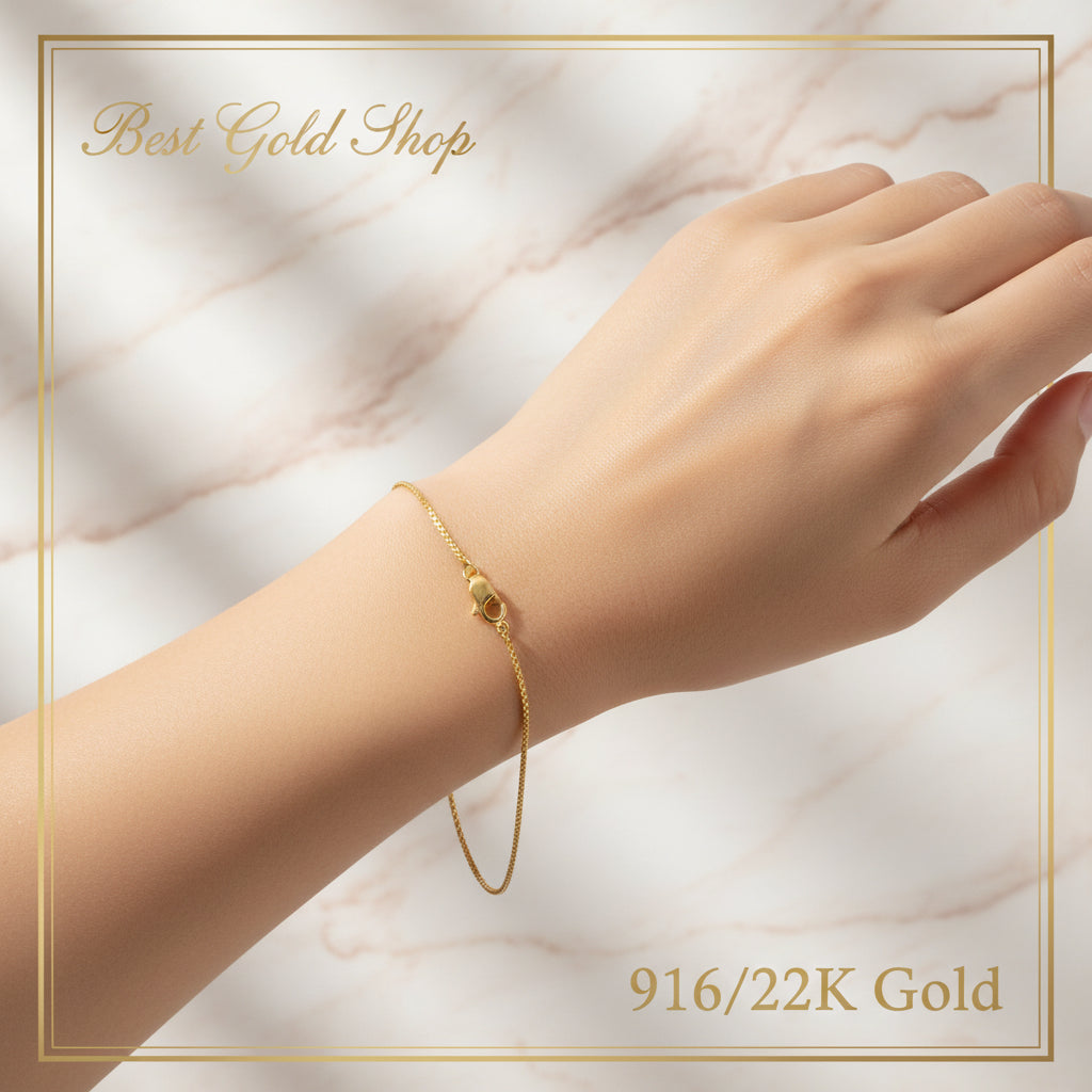 916 Gold (22K) Round Milan Slim Light Elegant Bracelet for WomenBraceletsBest Gold Shop