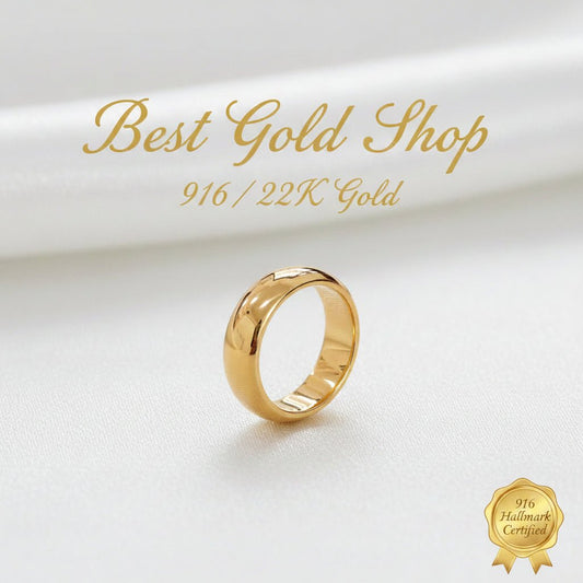 916 Gold Smooth Band Ring | Simple Everlasting 22K BandRingsBest Gold Shop