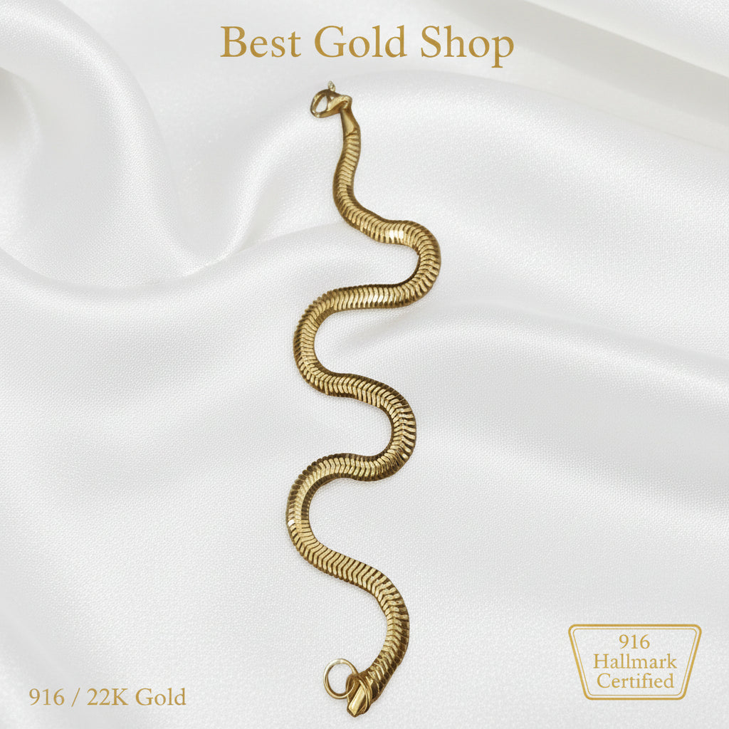 916 gold snake chain bracelet with sleek polished design