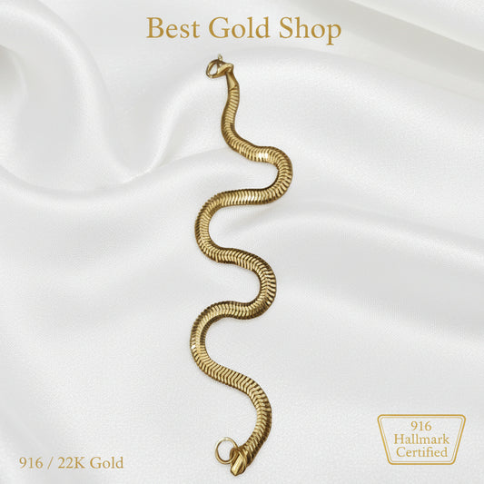 916 gold snake chain bracelet with sleek polished design
