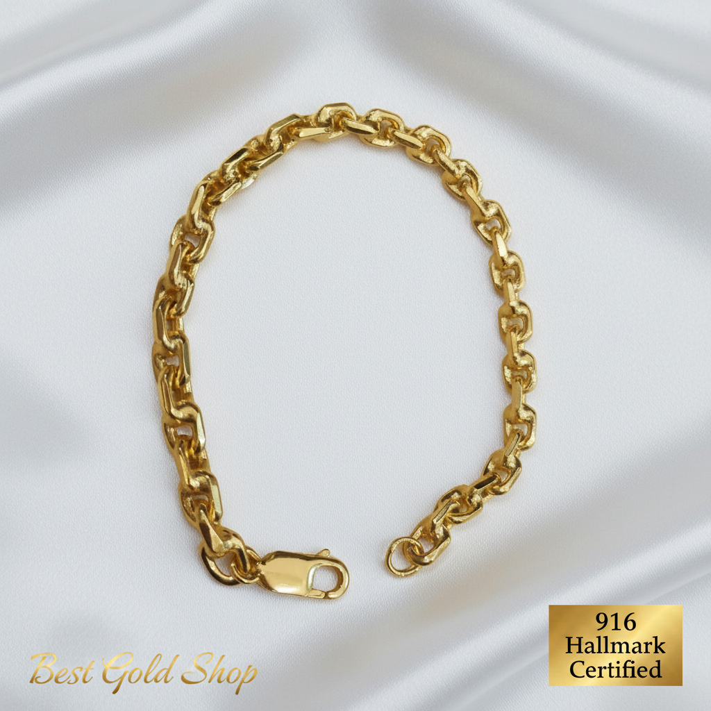 916 Gold Solid Wanzi Bracelet | Heavyweight 22K Gold Design
