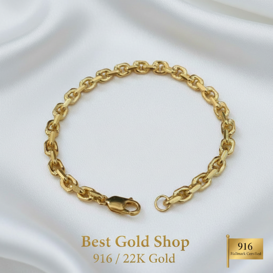 916 Gold Solid Wanzi Bracelet | Heavyweight 22K Gold Design