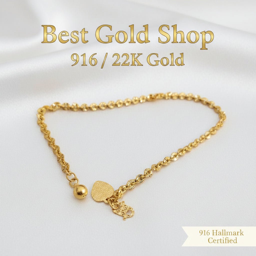 Lightweight 916 Gold sunflower anklet