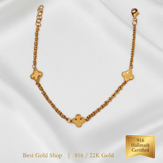 916 Gold Sunflower Motif Bracelet extension chain