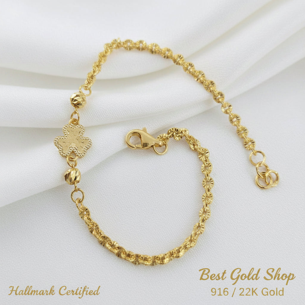 916 Gold Sunflower with Design BraceletBraceletsBest Gold Shop