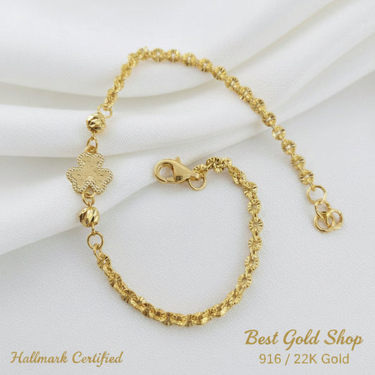 916 Gold Sunflower with Design BraceletBraceletsBest Gold Shop