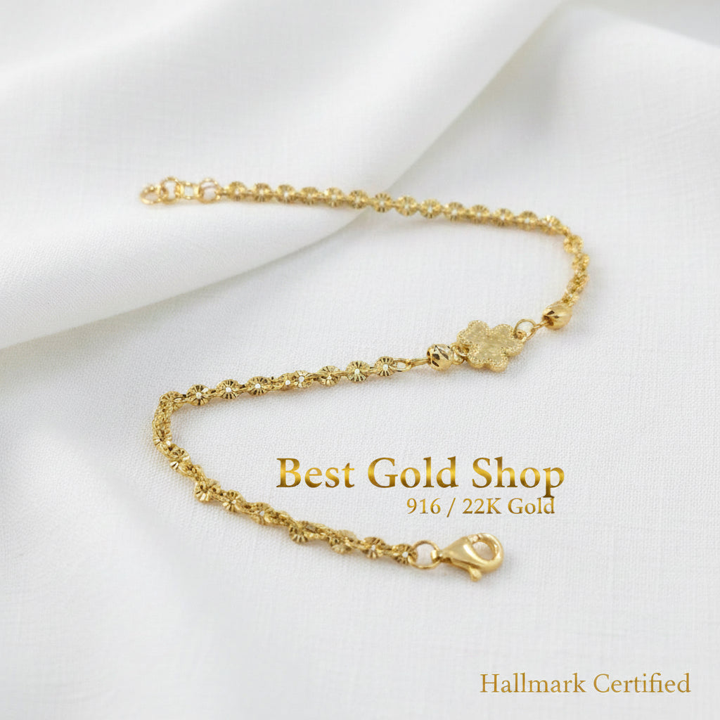 916 Gold Sunflower with Design BraceletBraceletsBest Gold Shop