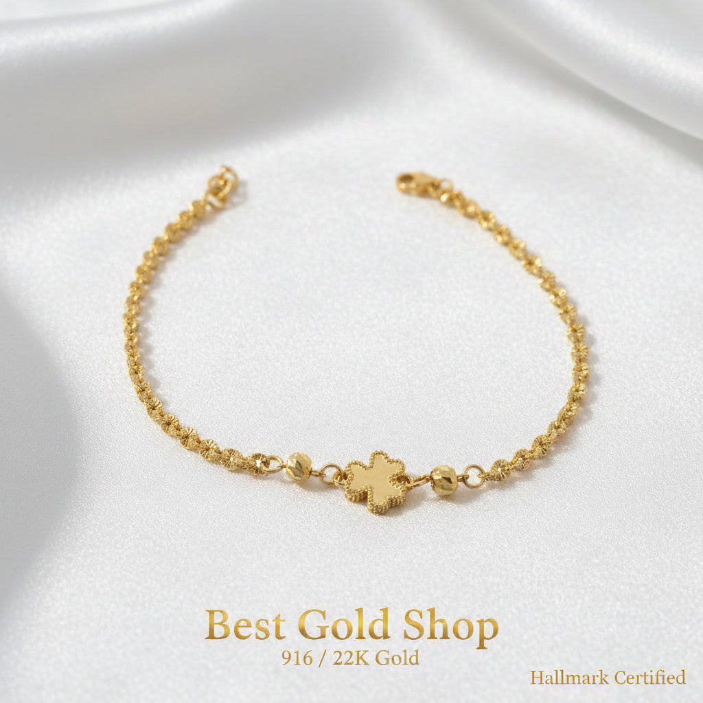 916 Gold Sunflower with Design BraceletBraceletsBest Gold Shop