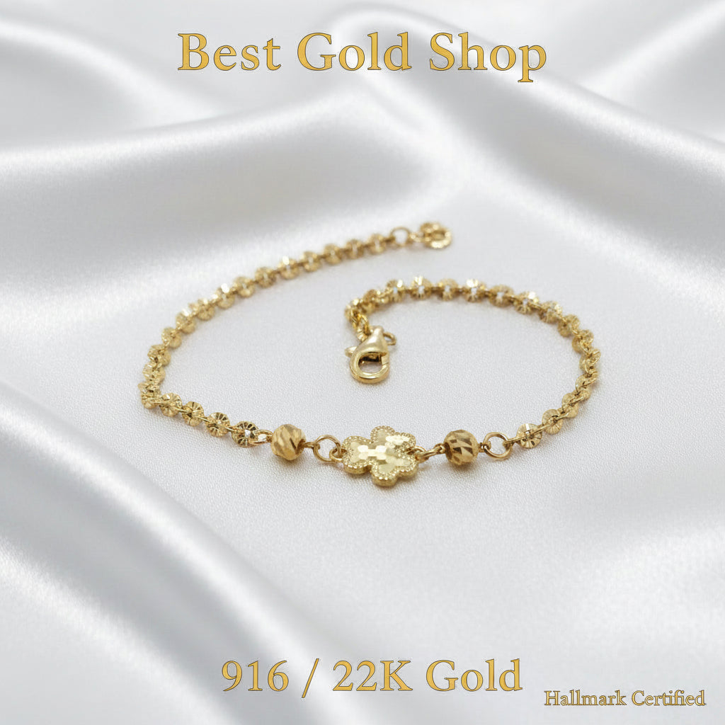 916 Gold Sunflower with Design BraceletBraceletsBest Gold Shop