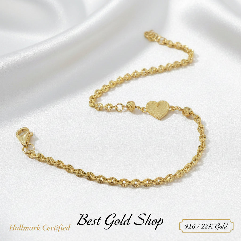 916 Gold Sunflower with Design BraceletBraceletsBest Gold Shop