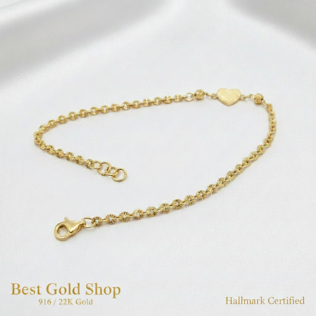 916 Gold Sunflower with Design BraceletBraceletsBest Gold Shop