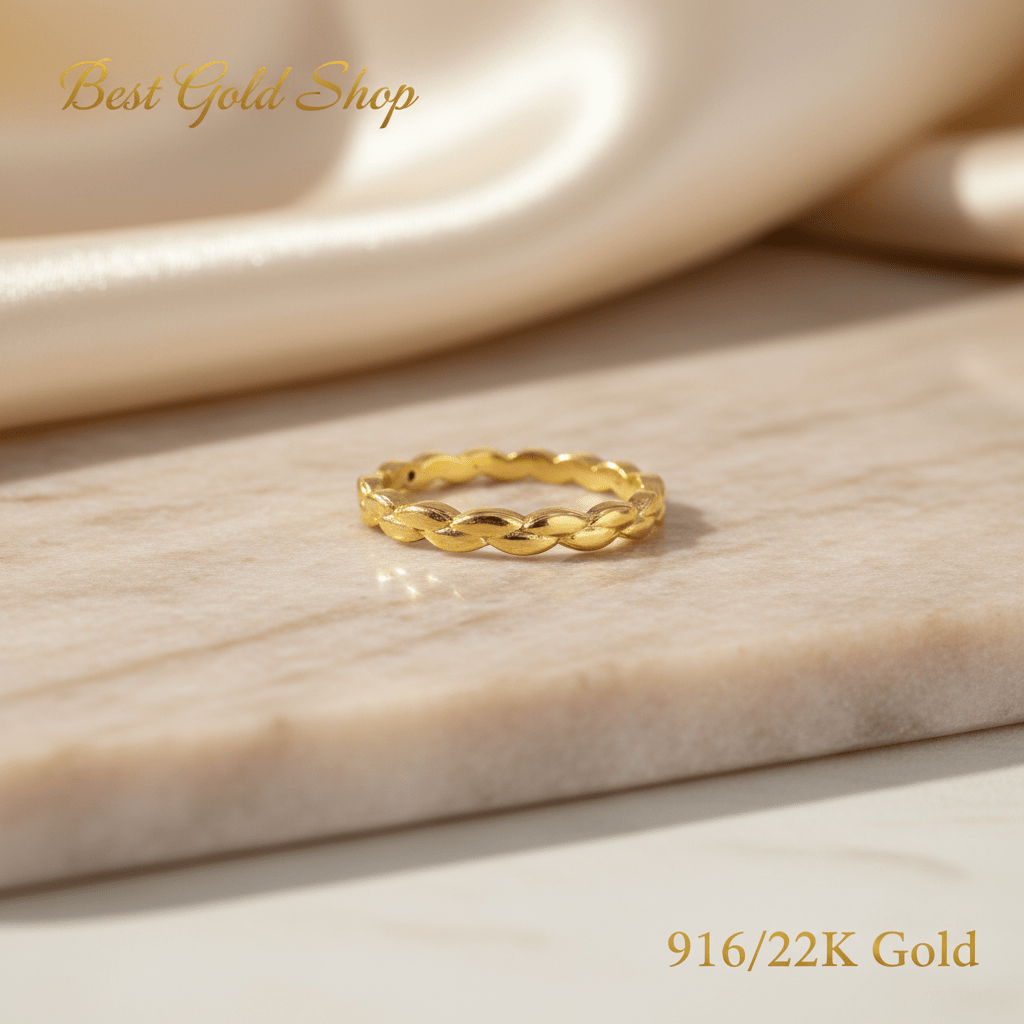 916 Gold (22K) Twist Feather Light Design Ring for WomenRingsBest Gold Shop