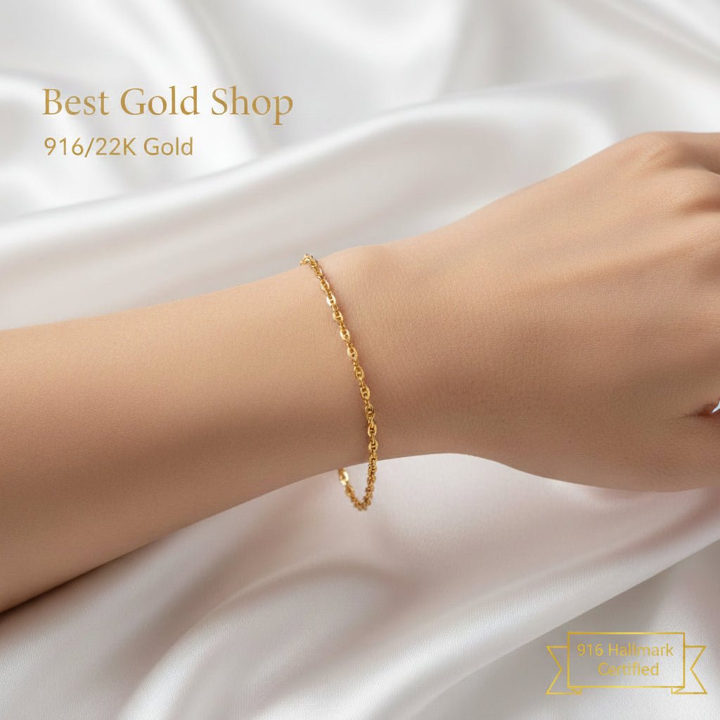 916 Gold Twisted Link bracelet | Elegant Everyday braceletBraceletsBest Gold Shop