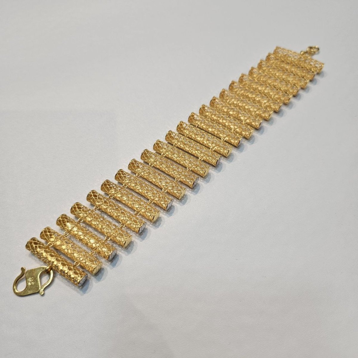 916 Gold Two - Tone Elegance Railway BraceletBraceletsBest Gold Shop