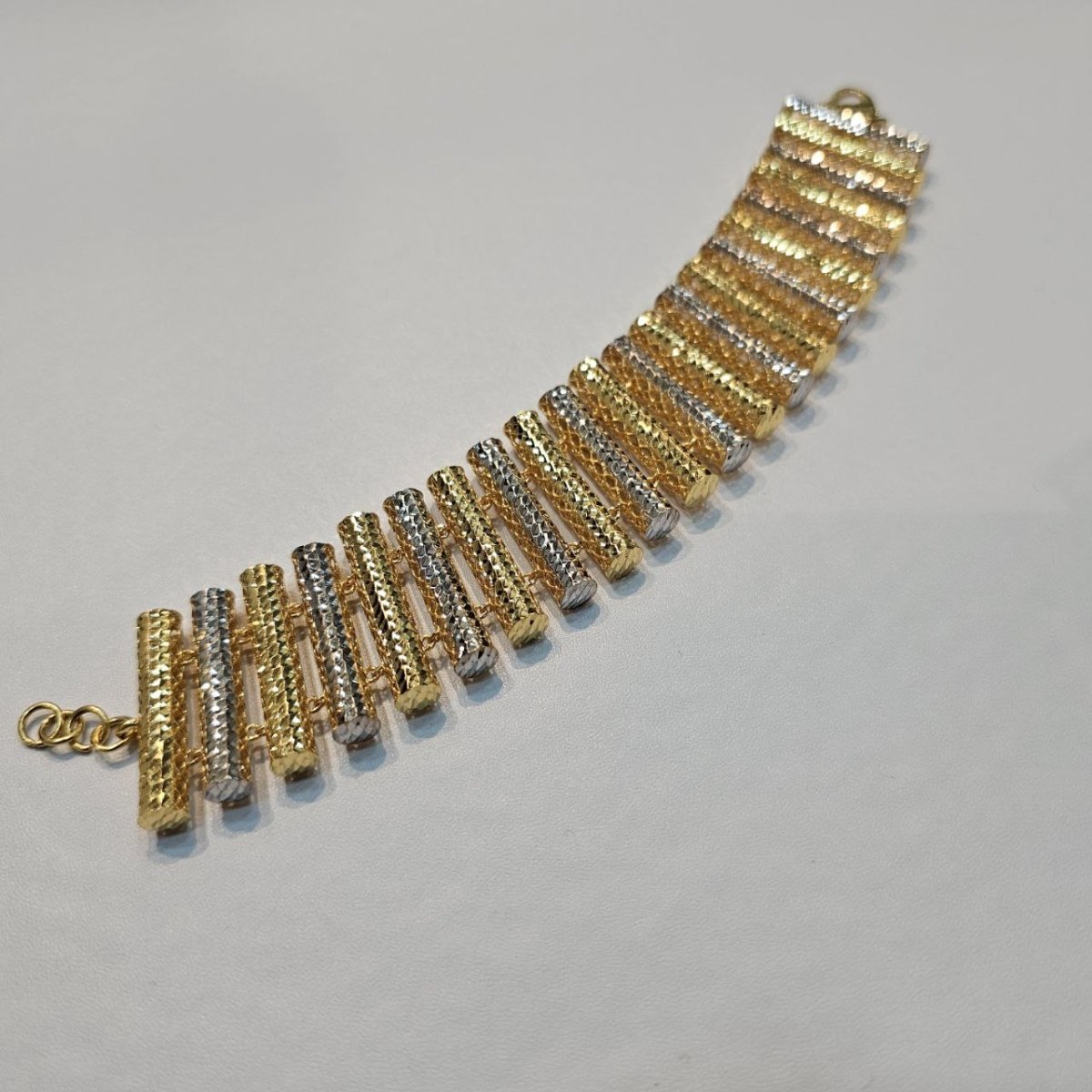 916 Gold Two - Tone Elegance Railway BraceletBraceletsBest Gold Shop