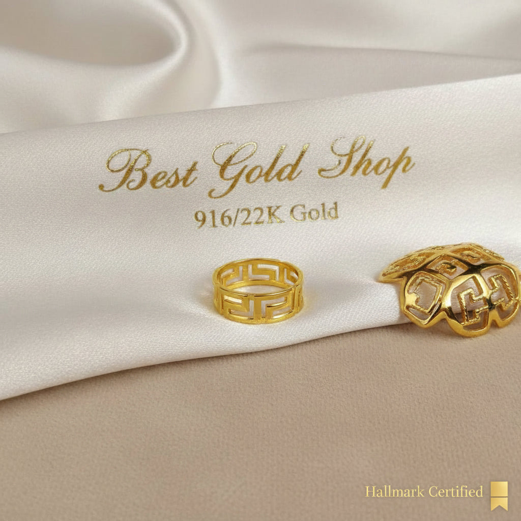 916 Gold (22K) Wan Zi Light Weight New design Ring for WomenRingsBest Gold Shop