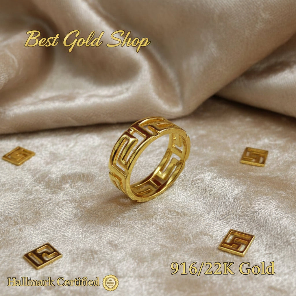 916 Gold (22K) Wan Zi Light Weight New design Ring for WomenRingsBest Gold Shop