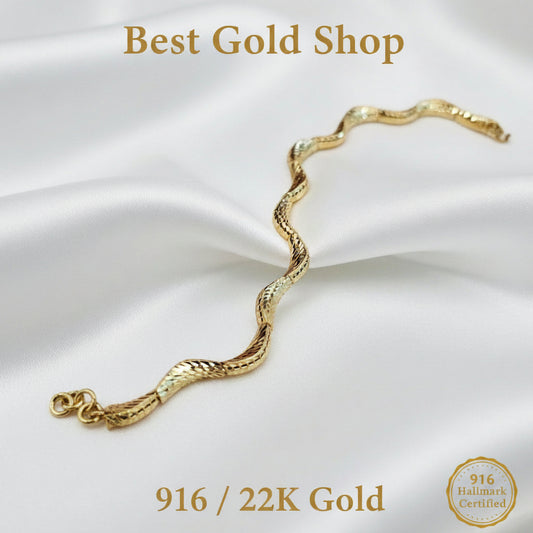 916 Gold Wavy Bracelet | New Design ElegantBraceletsBest Gold Shop