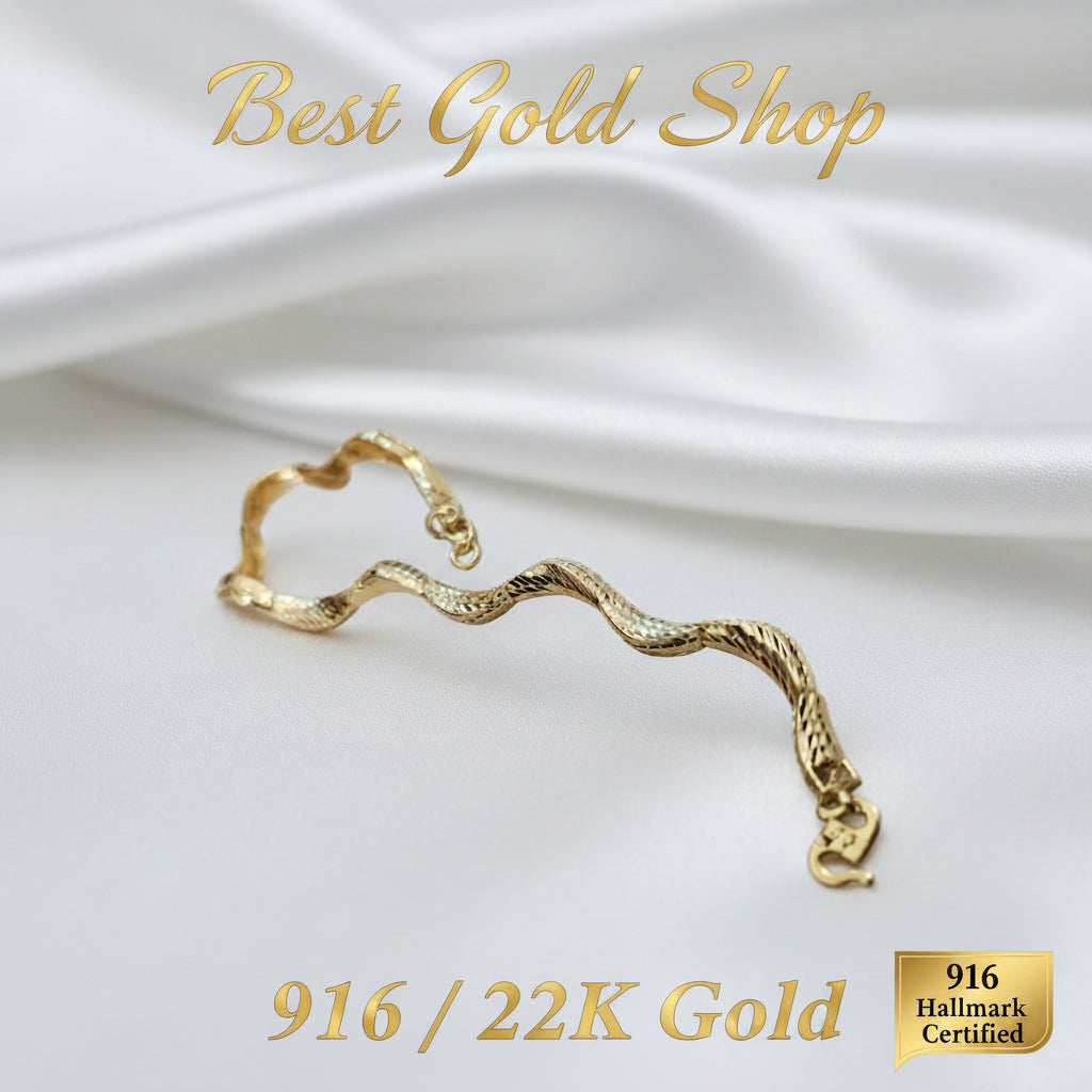 916 Gold Wavy Bracelet | New Design ElegantBraceletsBest Gold Shop