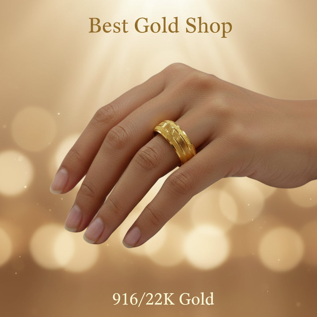 916 gold wide hollow ring Design 4 with smooth polished finish
