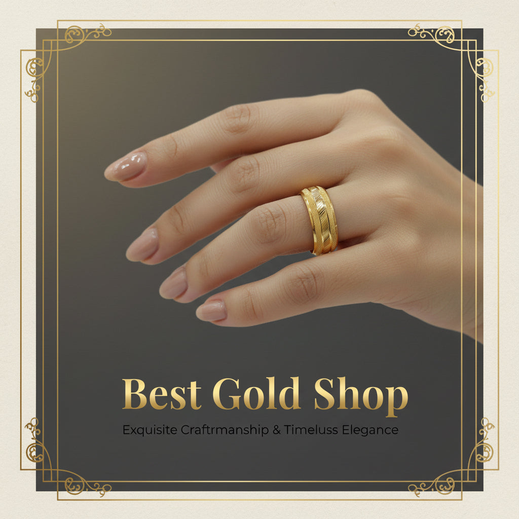 Side profile of the 916 gold wide hollow ring Design 4