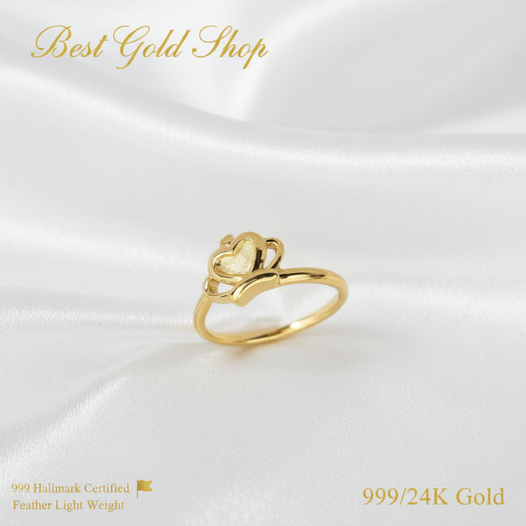 999 Gold Crown Design Ring Latest Design Feather LightRingsBest Gold Shop