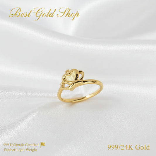 999 Gold Crown Design Ring Latest Design Feather LightRingsBest Gold Shop
