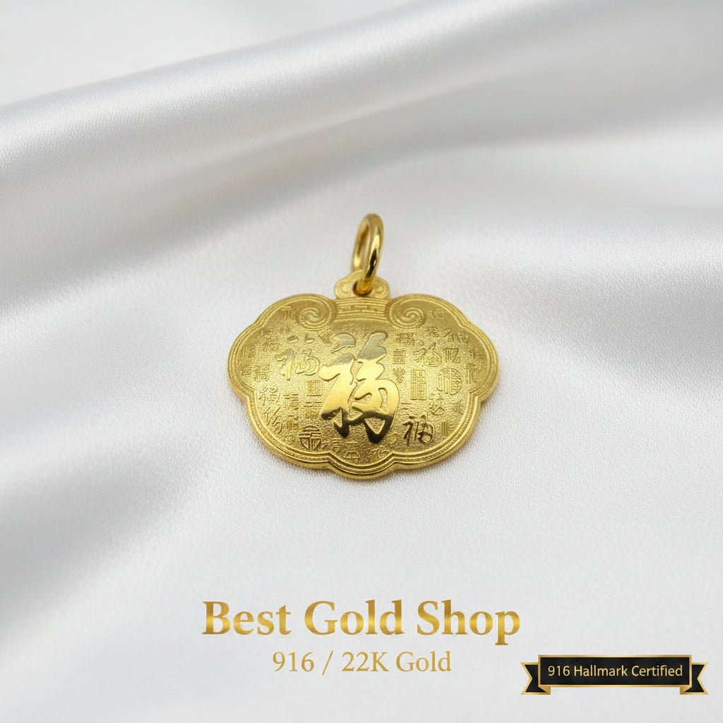 999 Gold Fu Bag Pendant | Symbol of Blessings ProsperityCharms & PendantsBest Gold Shop