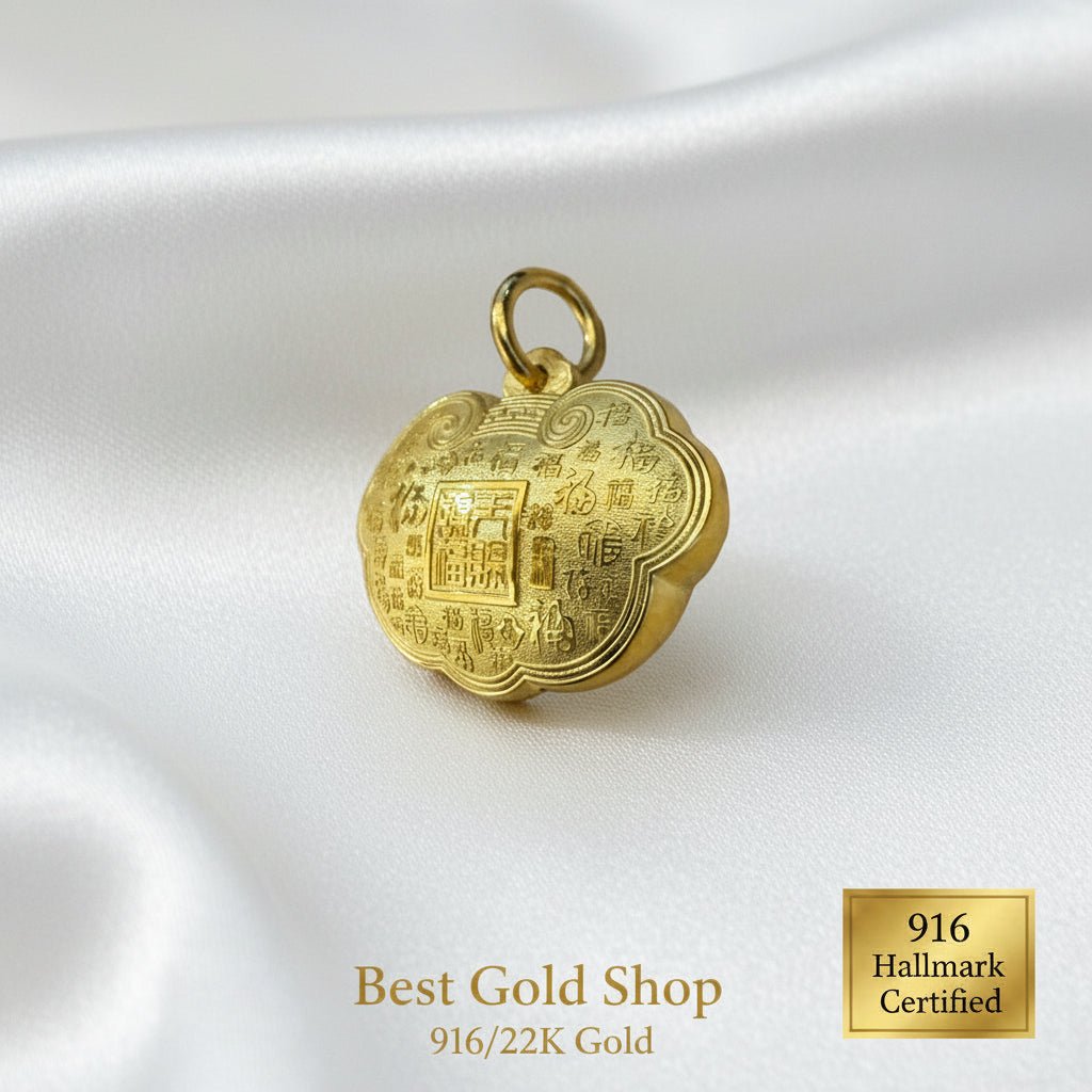 999 Gold Fu Bag Pendant | Symbol of Blessings ProsperityCharms & PendantsBest Gold Shop