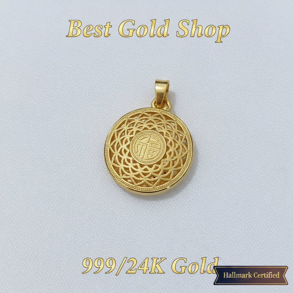 999 Gold Fu Prosperity Pendant | New DesignCharms & PendantsBest Gold Shop
