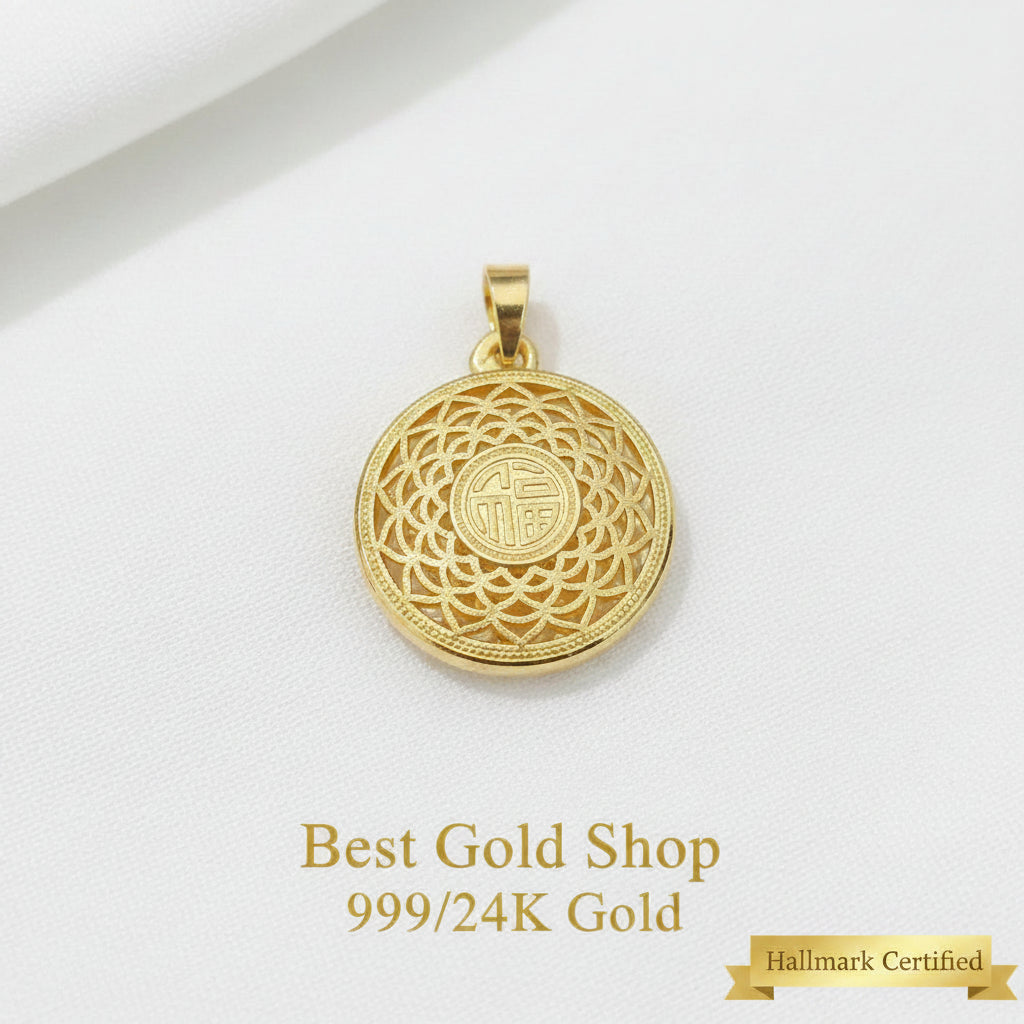 999 Gold Fu Prosperity Pendant | New DesignCharms & PendantsBest Gold Shop
