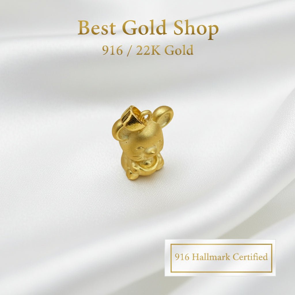 999 Gold Mouse Pendant | Symbol of Intelligence ProsperityCharms & PendantsBest Gold Shop