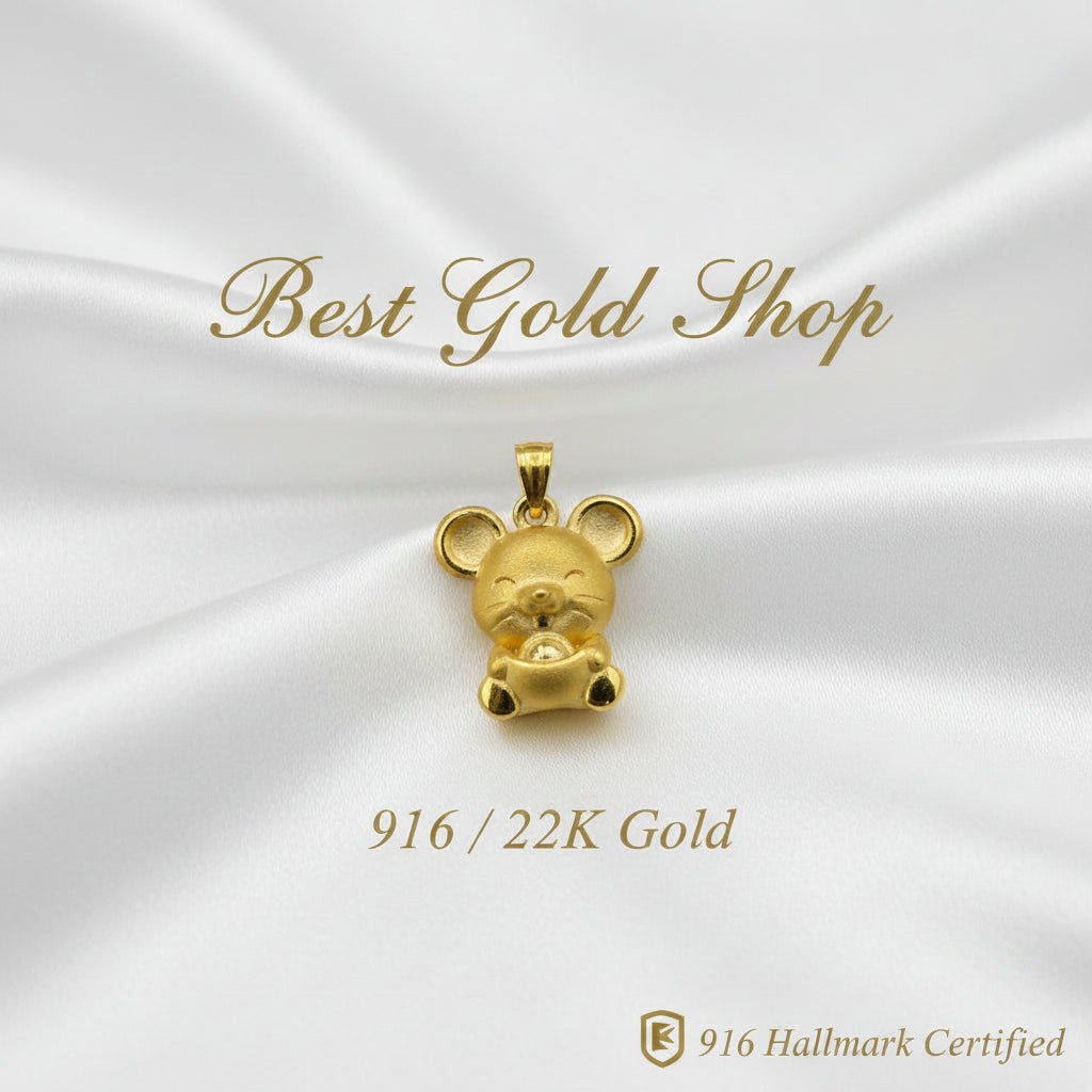 999 Gold Mouse Pendant | Symbol of Intelligence ProsperityCharms & PendantsBest Gold Shop