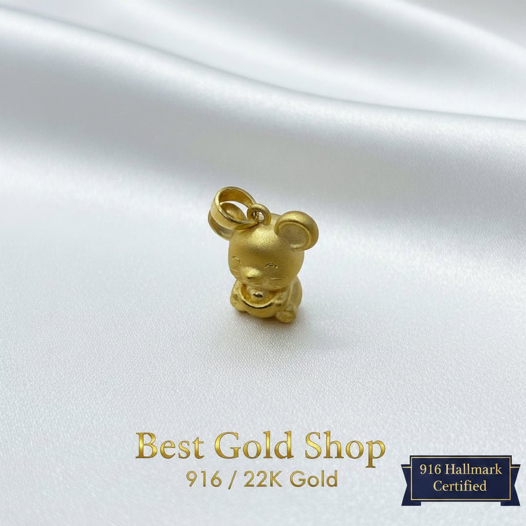 999 Gold Mouse Pendant | Symbol of Intelligence ProsperityCharms & PendantsBest Gold Shop