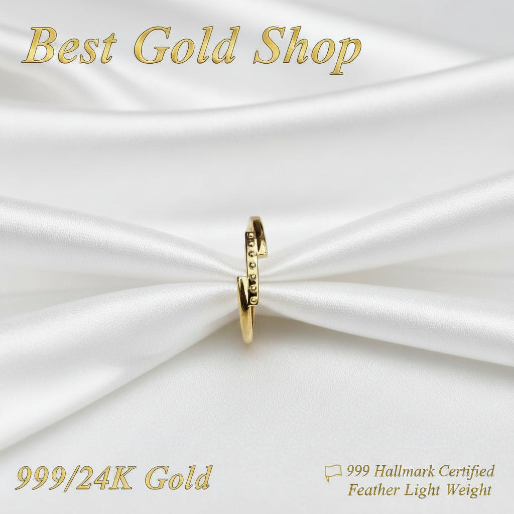 999 Gold Tiara Design Feather Light Ring | 24K Fine Gold Elegant RingRingsBest Gold Shop