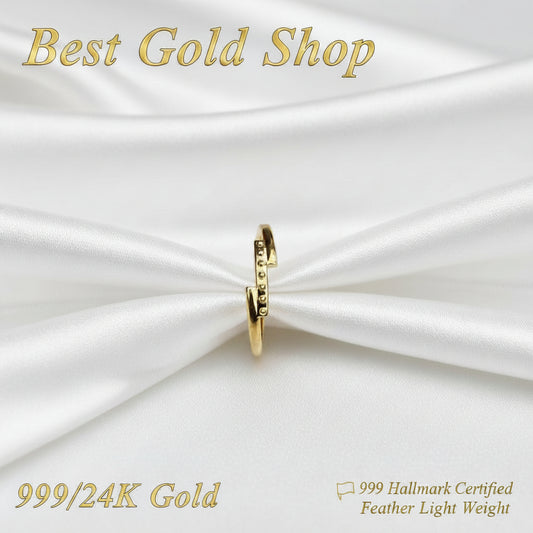 999 Gold Tiara Design Feather Light Ring | 24K Fine Gold Elegant RingRingsBest Gold Shop