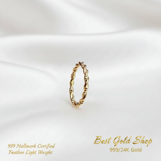 999 Gold Twisted Bead Ring Latest Design and Feather LightRingsBest Gold Shop