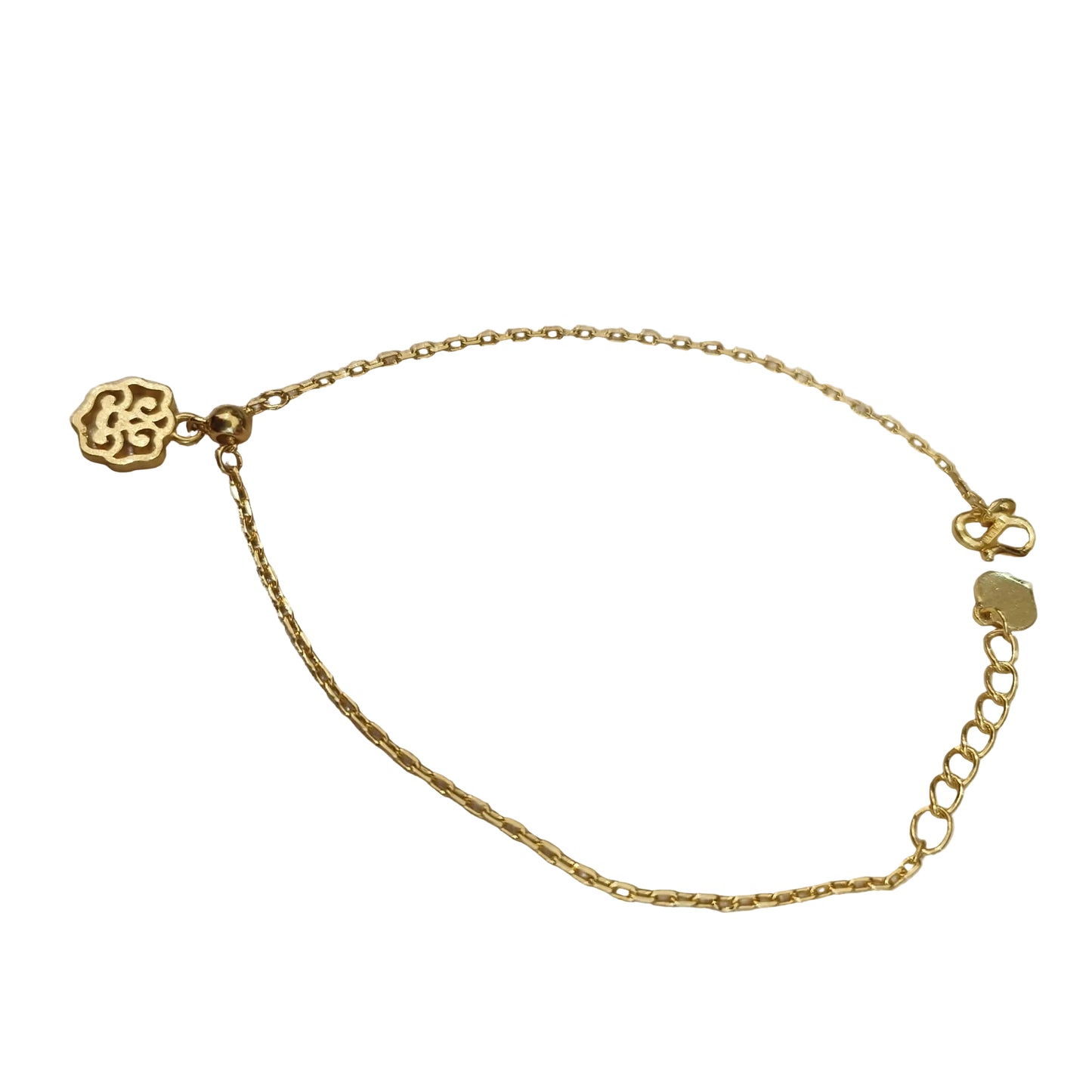 999 gold Wan Zi bracelet with Ruyi charm in 24K yellow gold - view 2